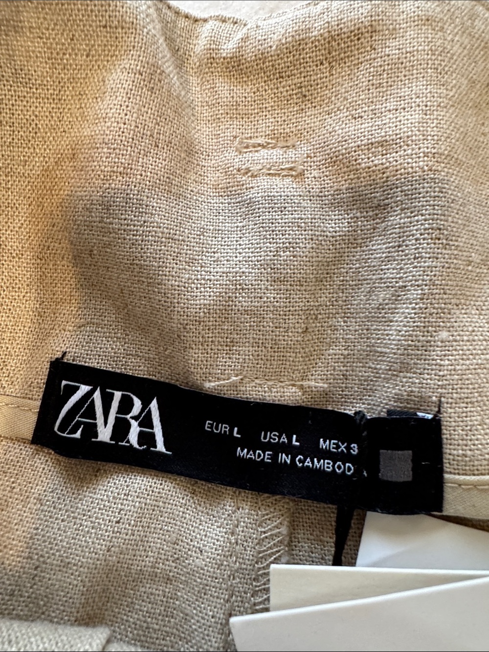 Zara Join Life NWT Linen Viscose Paperbag Shorts L Oatmeal Beige - Picture 2 of 8